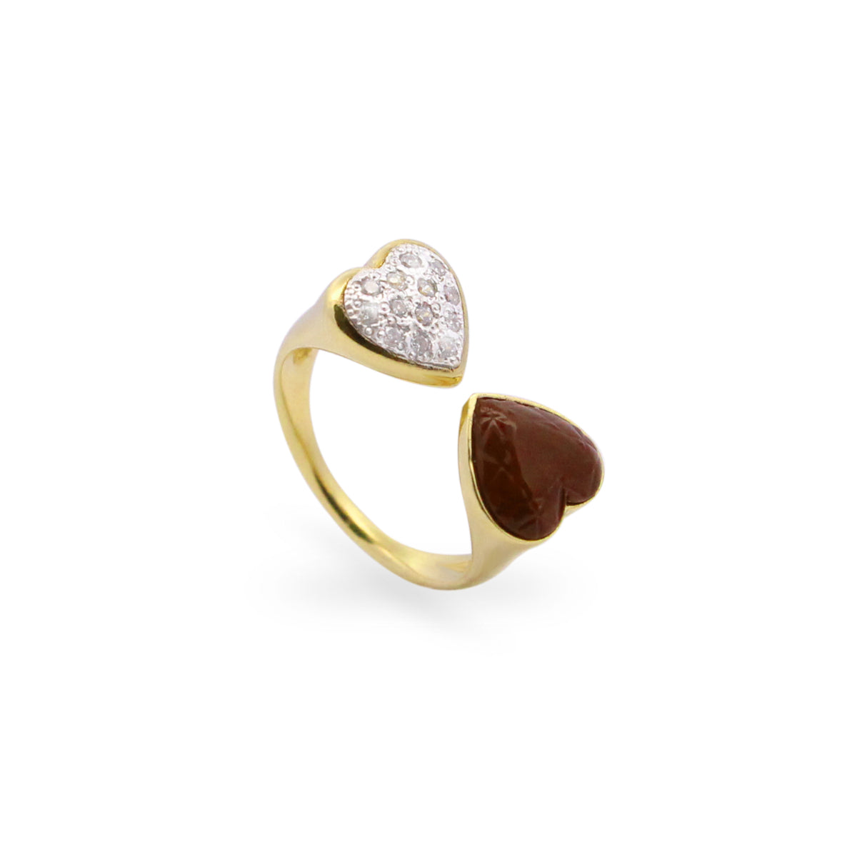 Anello aperto Doppio Cuore Choco - BON BON Rue des Mille | ANZ-025 M2 CUO M AU