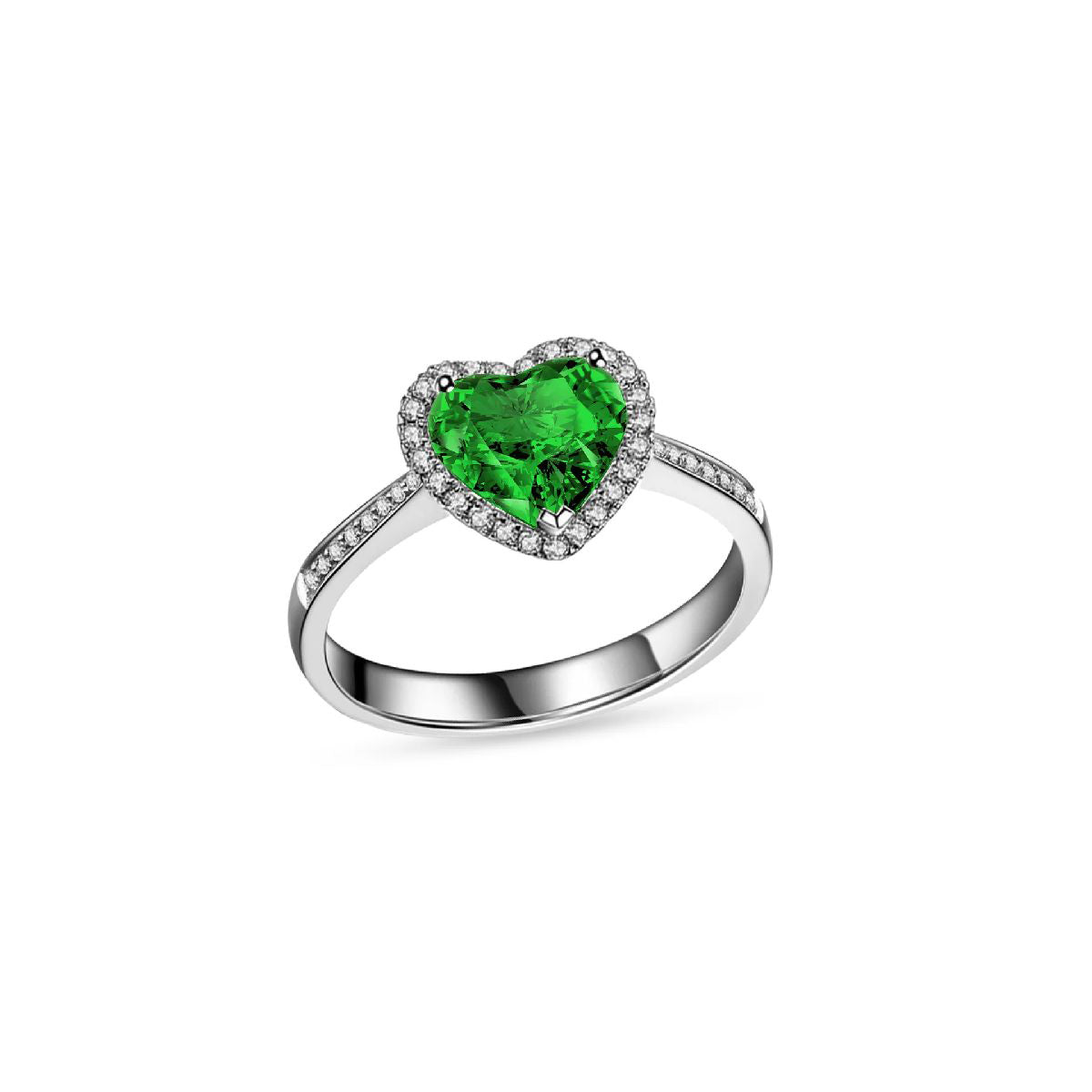 Anello solitario con Pietra Verde a Cuore