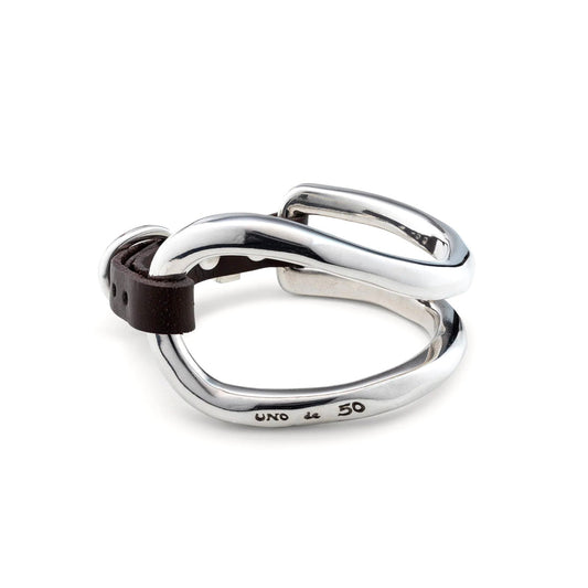 Bracciale semirigido Cuoio e Argento | UNOde50 | PUL0228MAR