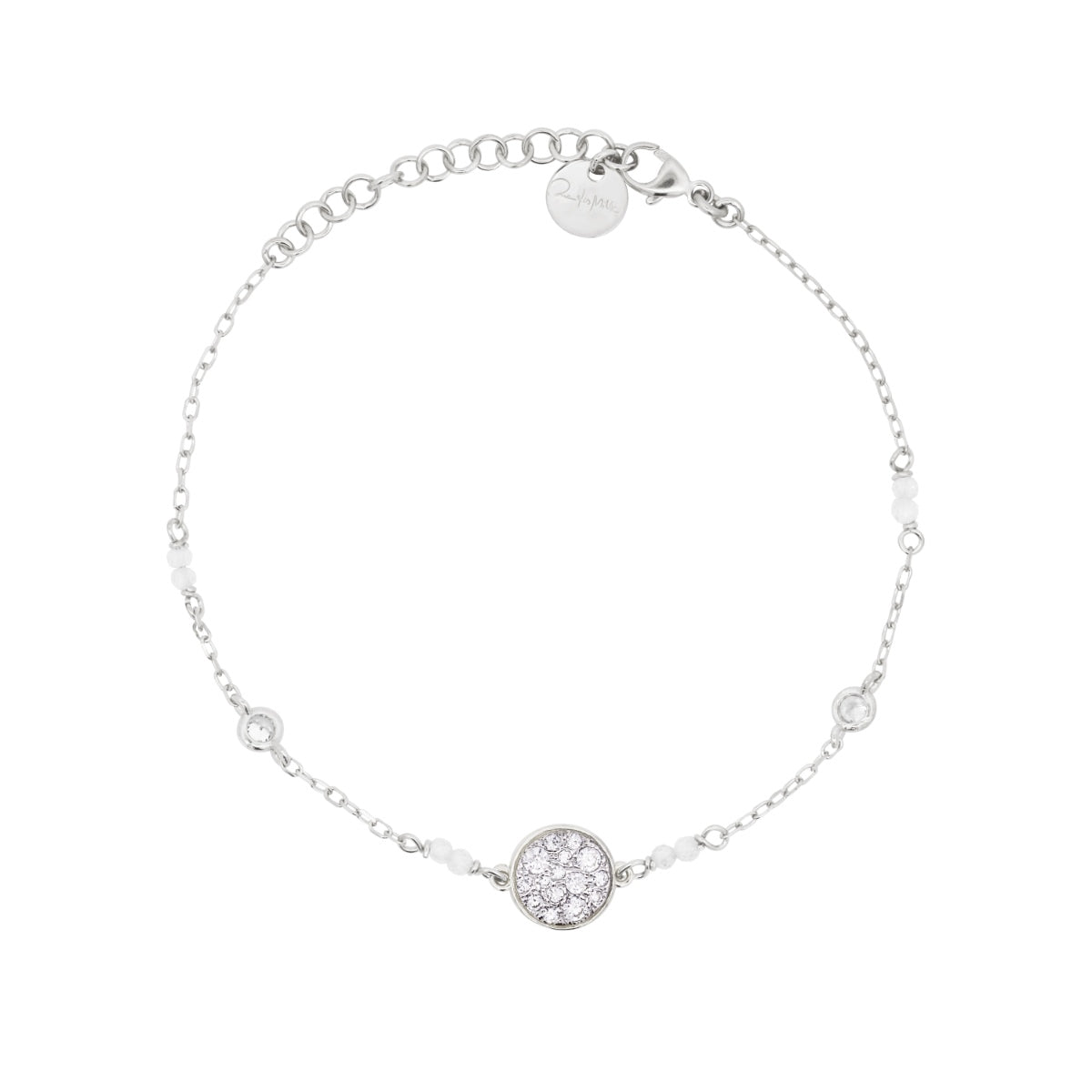 Bracciale placcato oro bianco con cerchio pavé bianco - STARDUST TEN Rue des Mille